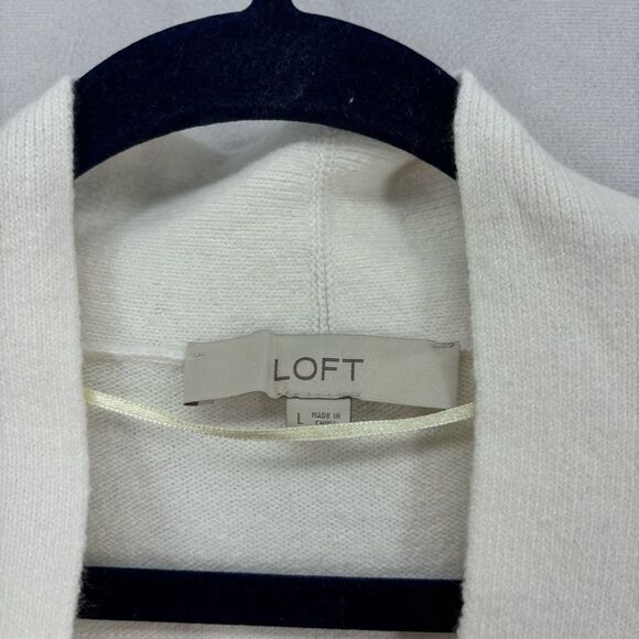 Loft women’s large white and navy striped knit cardigan traditional classic - Picture 8 of 9